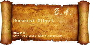 Bereznai Albert névjegykártya